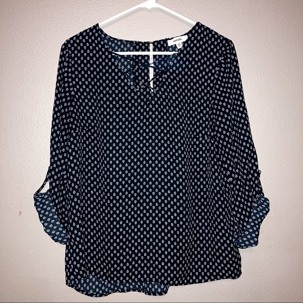 Meraki Criss Cross Black Blouse